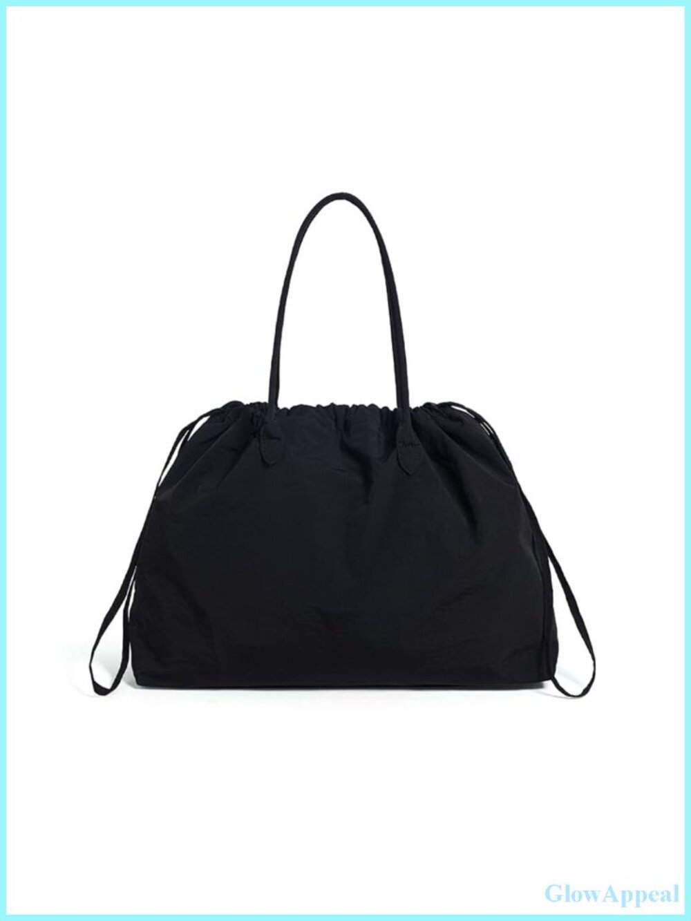 Large Nylon Drawstring Shoulder Tote Bag Work Travel Handbag with Zip Pocket